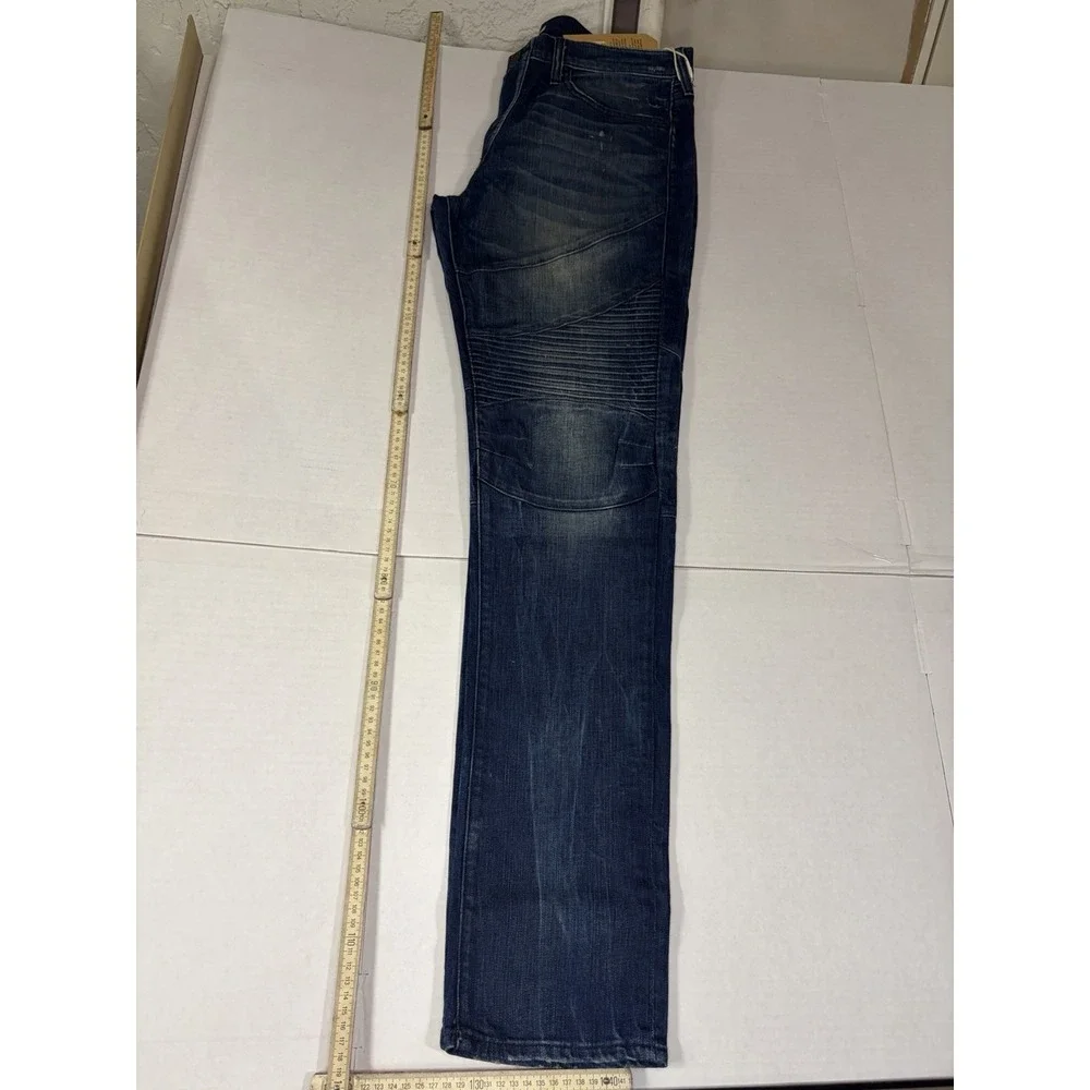 True Religion Rocco Moto Jeans Mens 33 NWT Distressed Blue Skinny Biker